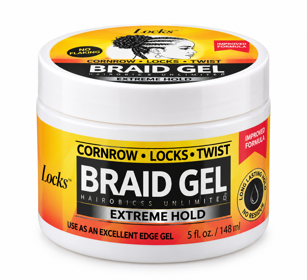 Locks Braid Gel Extreme Hold – Gel Coiffant Fixation Extrême pour Tresses, Locks & Twists – 148 ml