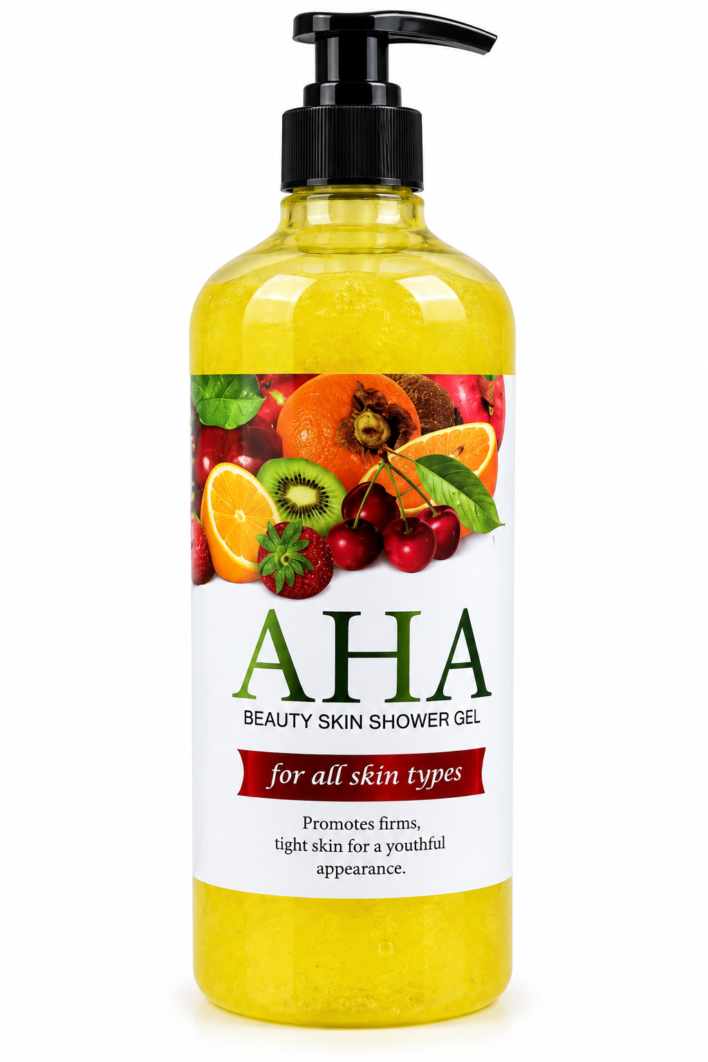 AHA Beauty Skin – Gel Douche aux Acides de Fruits – Nettoyant, Éclat & Peau Lisse.