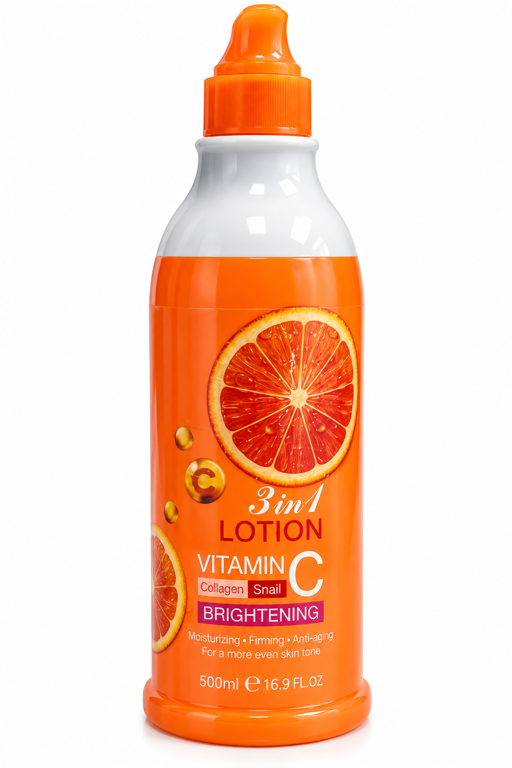 Lotion Corps 3-en-1 Vitamine C, Collagène & Bave d’Escargot – Éclat & Hydratation 500 ml