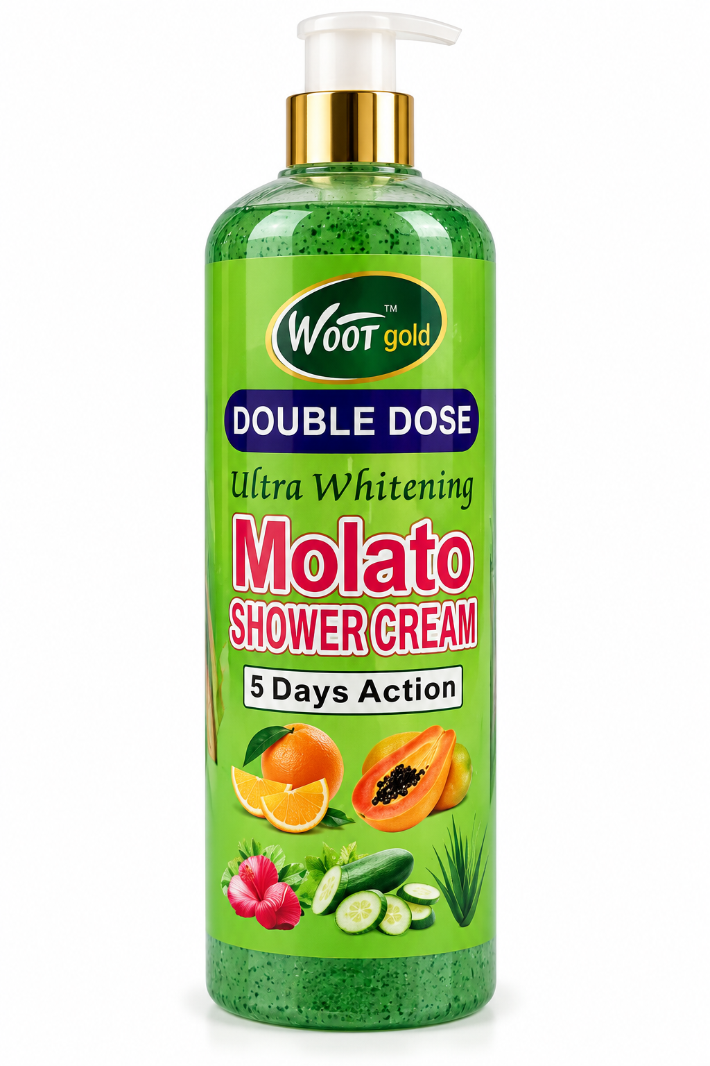 Woot Gold Molato Double Dose – Crème de Douche Multi-Action aux Extraits de Fruits & Plantes.