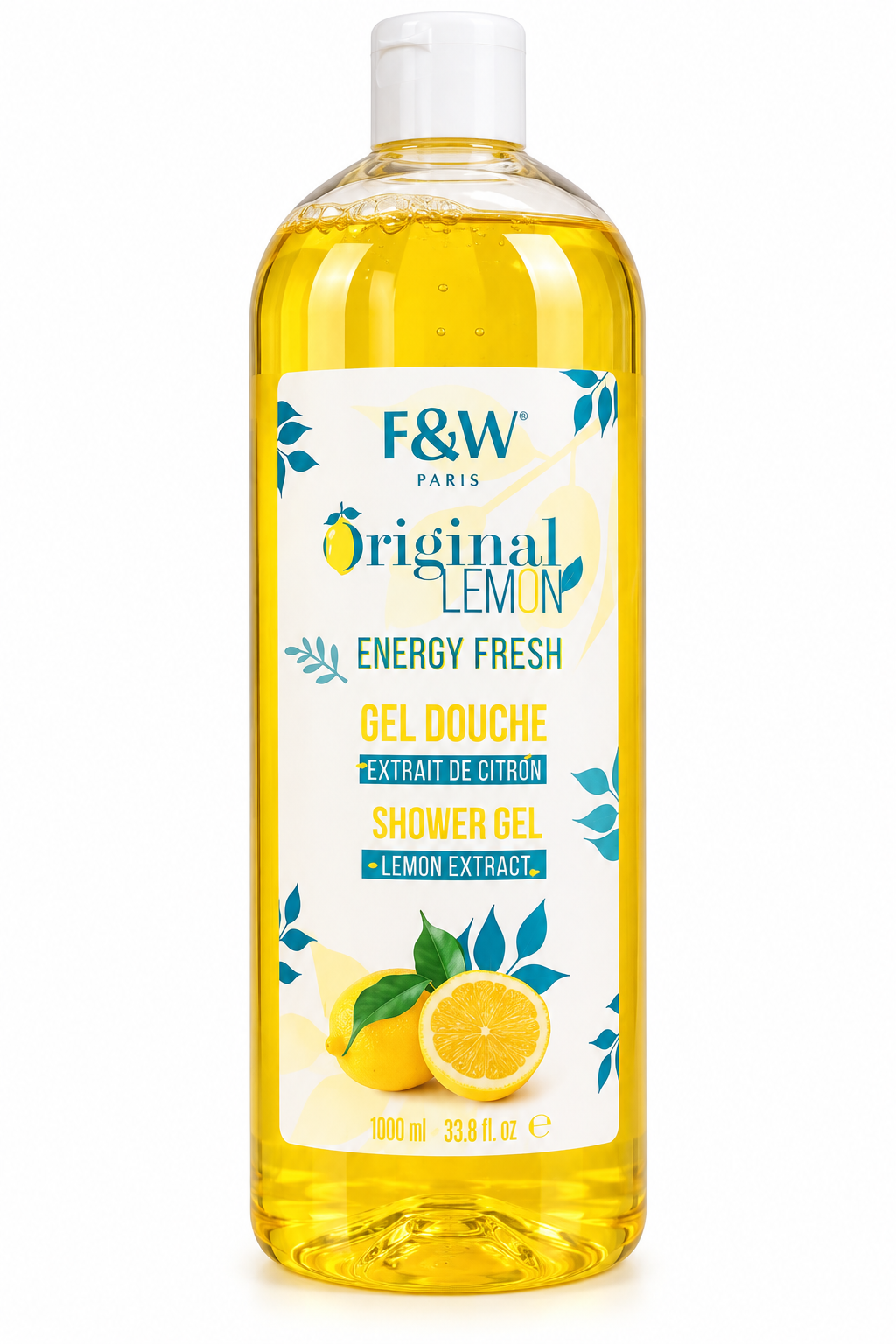 F&W Original Lemon Energy Fresh – Gel Douche à l’Extrait de Citron – Fraîcheur & Éclat – 1 L