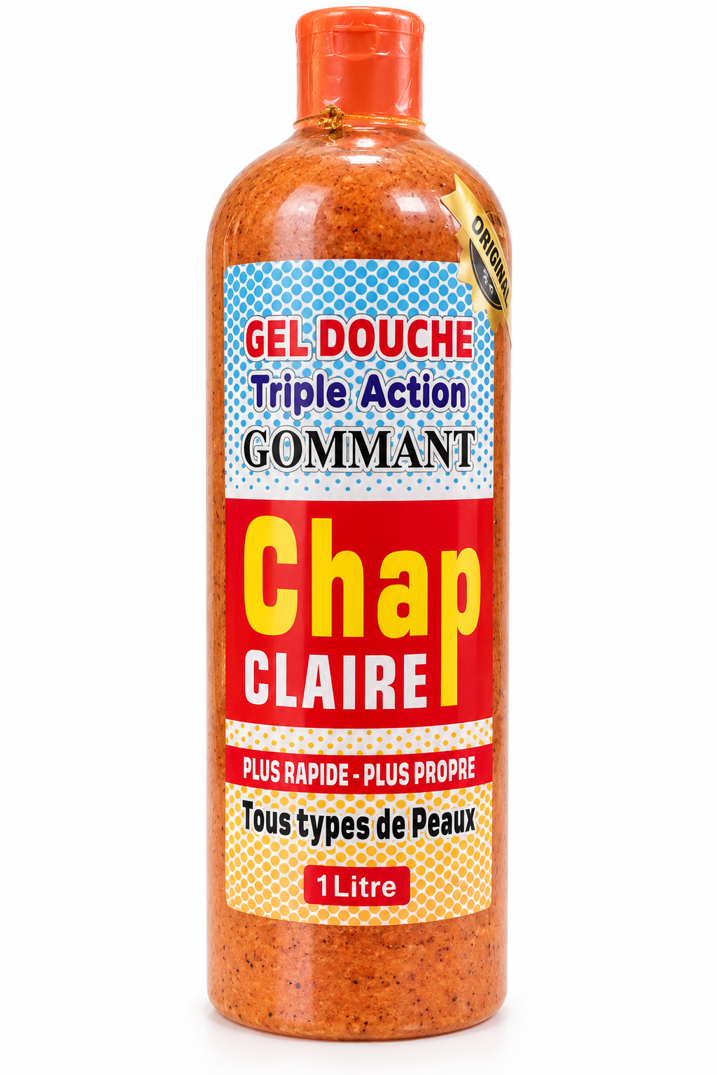 Chap Claire Triple Action – Gel Douche Gommant Exfoliant – Tous Types de Peaux – 1 L