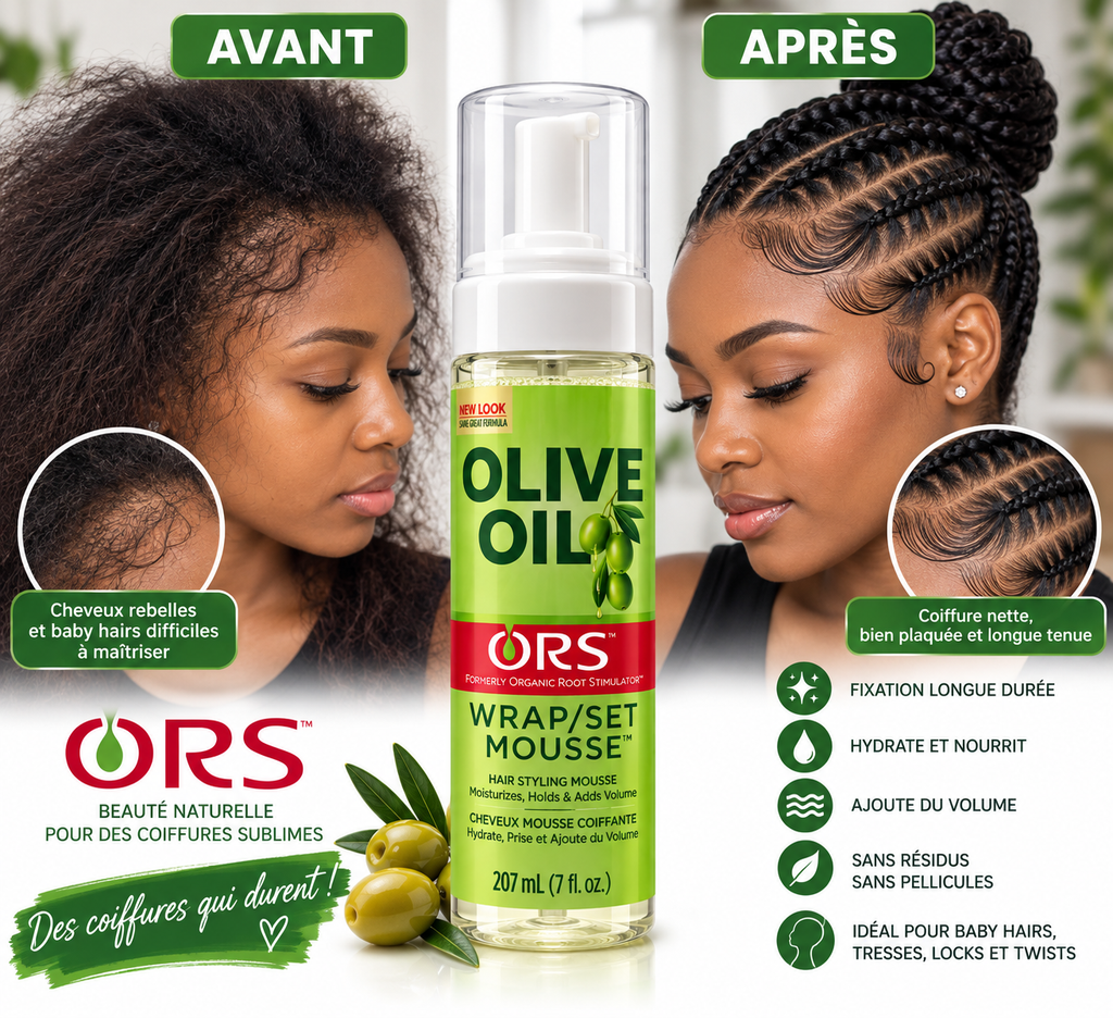 ORS Olive Oil Wrap/Set Mousse – Mousse Coiffante Hydratante, Fixation & Volume – 207 ml
