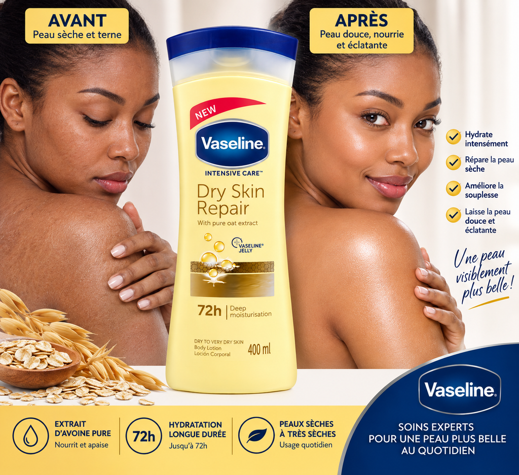 Vaseline Intensive Care Dry Skin Repair – Lotion Corps Réparatrice & Hydratante 400 ml