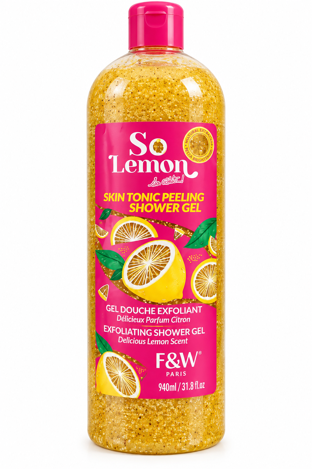 F&W So Lemon – Gel Douche Exfoliant au Citron – Éclat & Peau Lisse – 940 ml