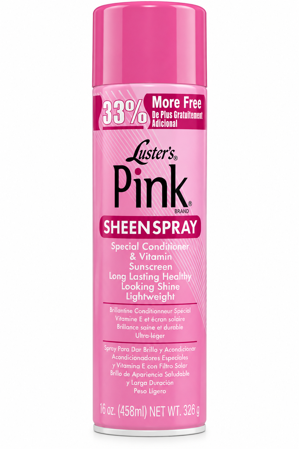 Luster’s Pink Sheen Spray – Spray Brillance & Soin Protecteur à la Vitamine E – 458 ml